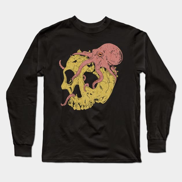 Octopus on skull Long Sleeve T-Shirt by tos42